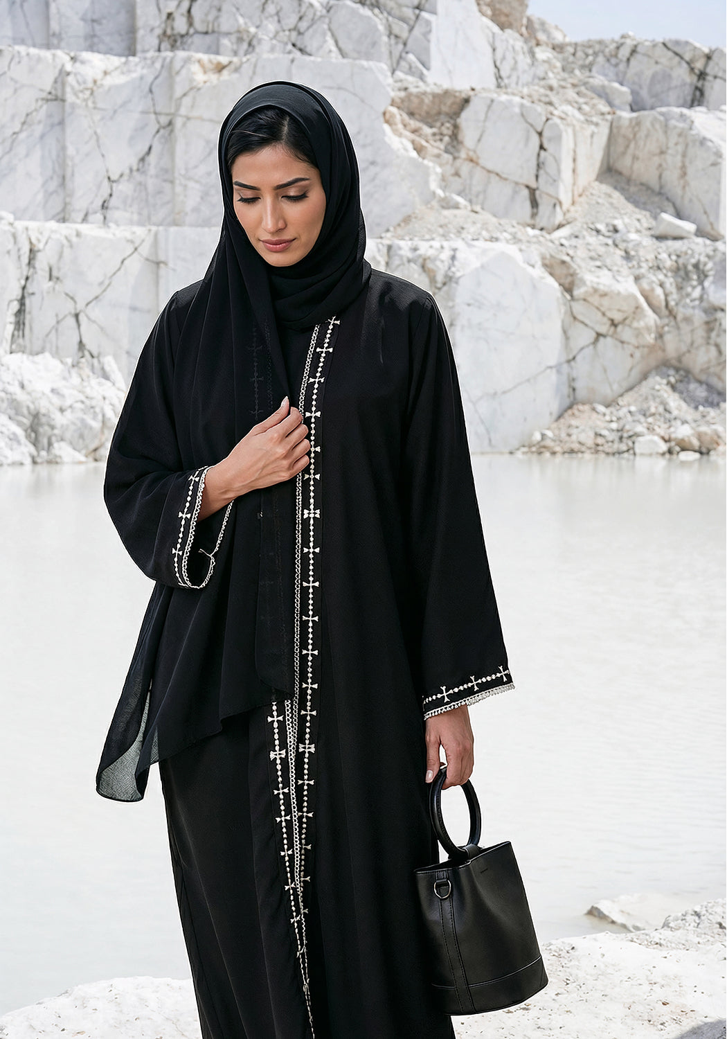 Embroidery Front Open Abaya