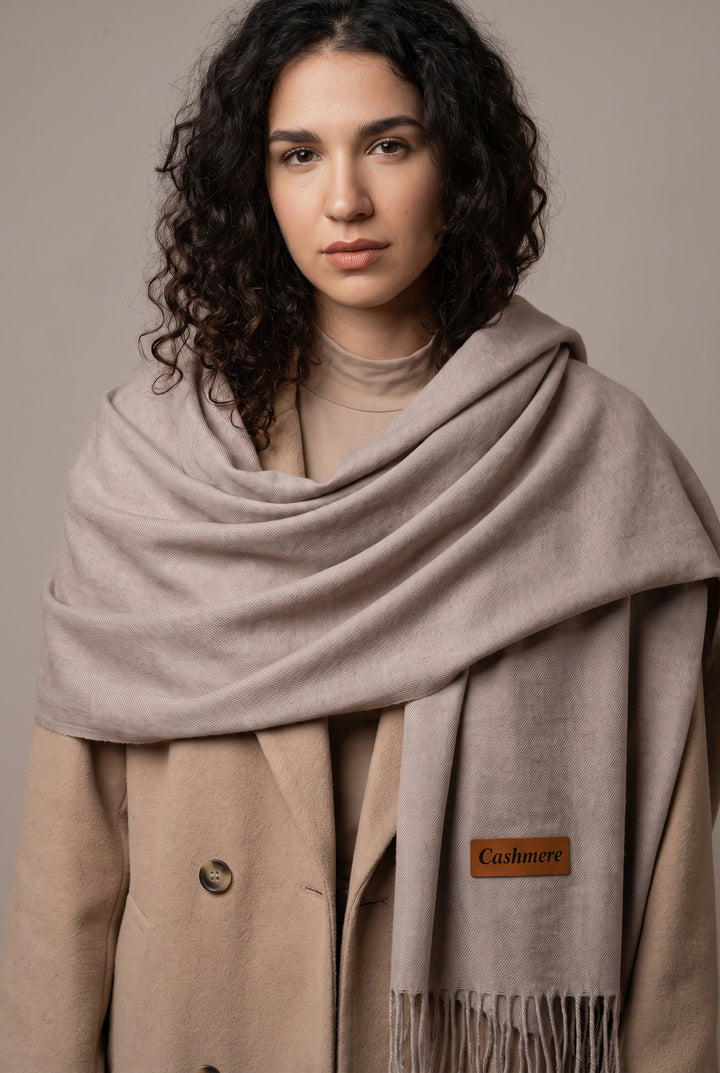 Woolen Cashmere Shawl-Greige