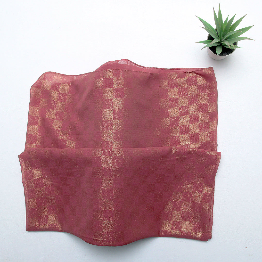 Chiffon Check Foil-Pink