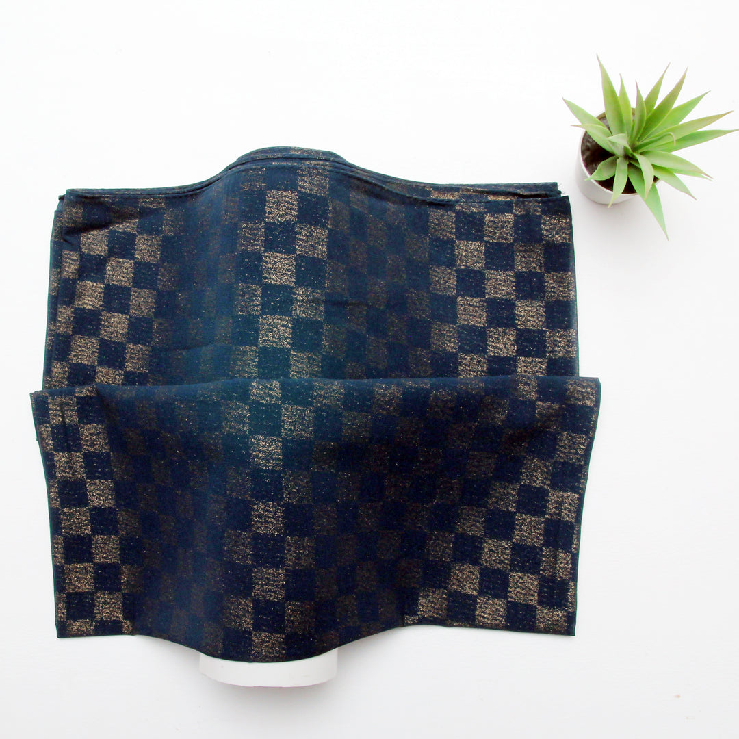 Chiffon Check Foil-Teal