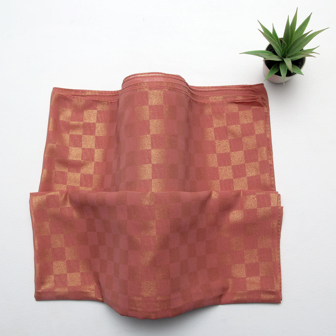 Chiffon Check Foil-Light Pink