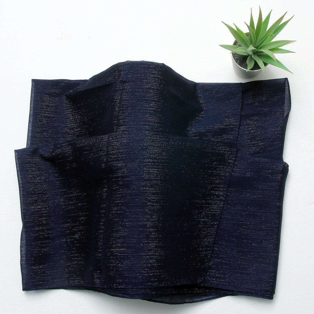 Metallic Chiffon-Navy Blue