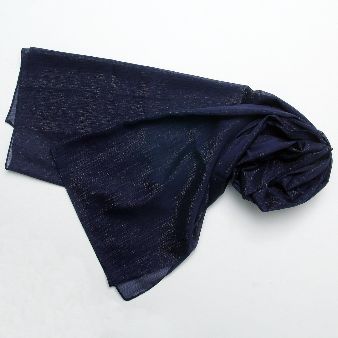 Metallic Chiffon-Navy Blue