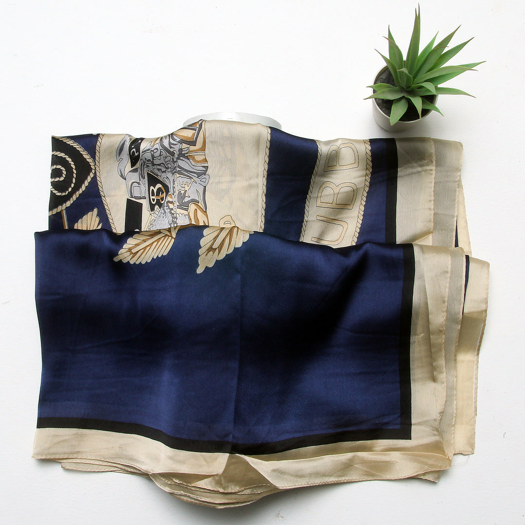 Silk Branded-Navy Blue-Fawn