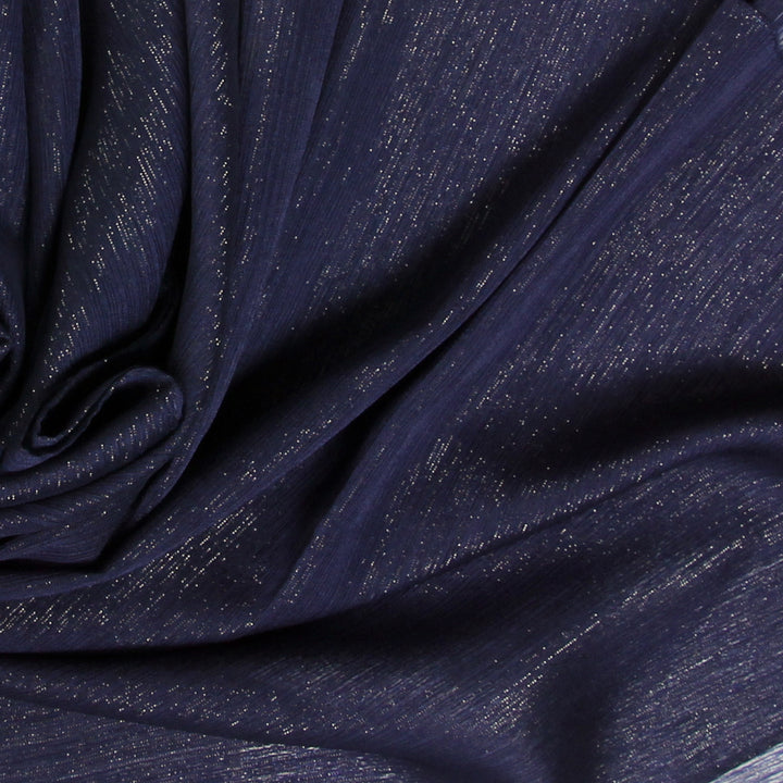 Metallic Chiffon-Navy Blue
