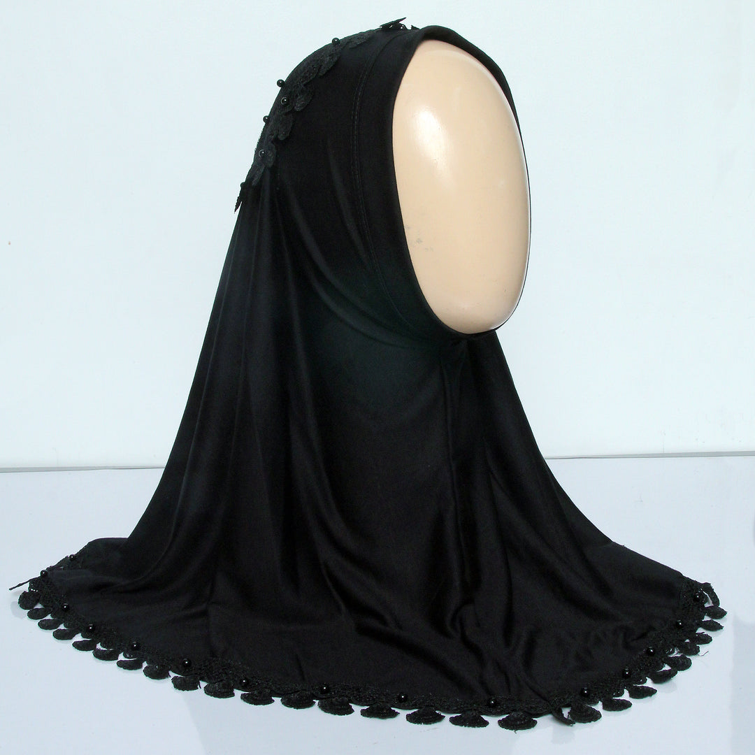 Kids Makhna Lace Hijab - Black