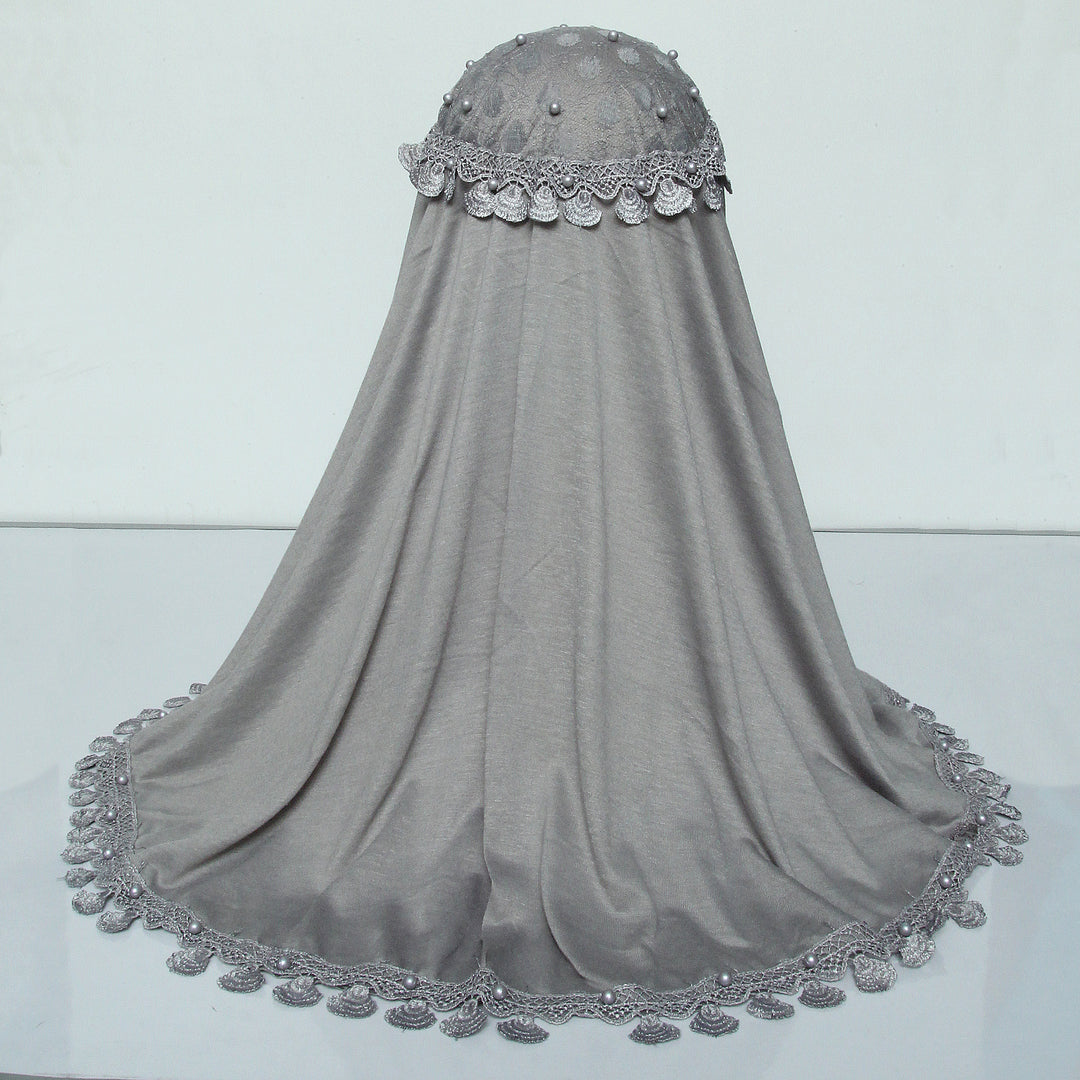 Kids Makhna Lace Hijab - Grey