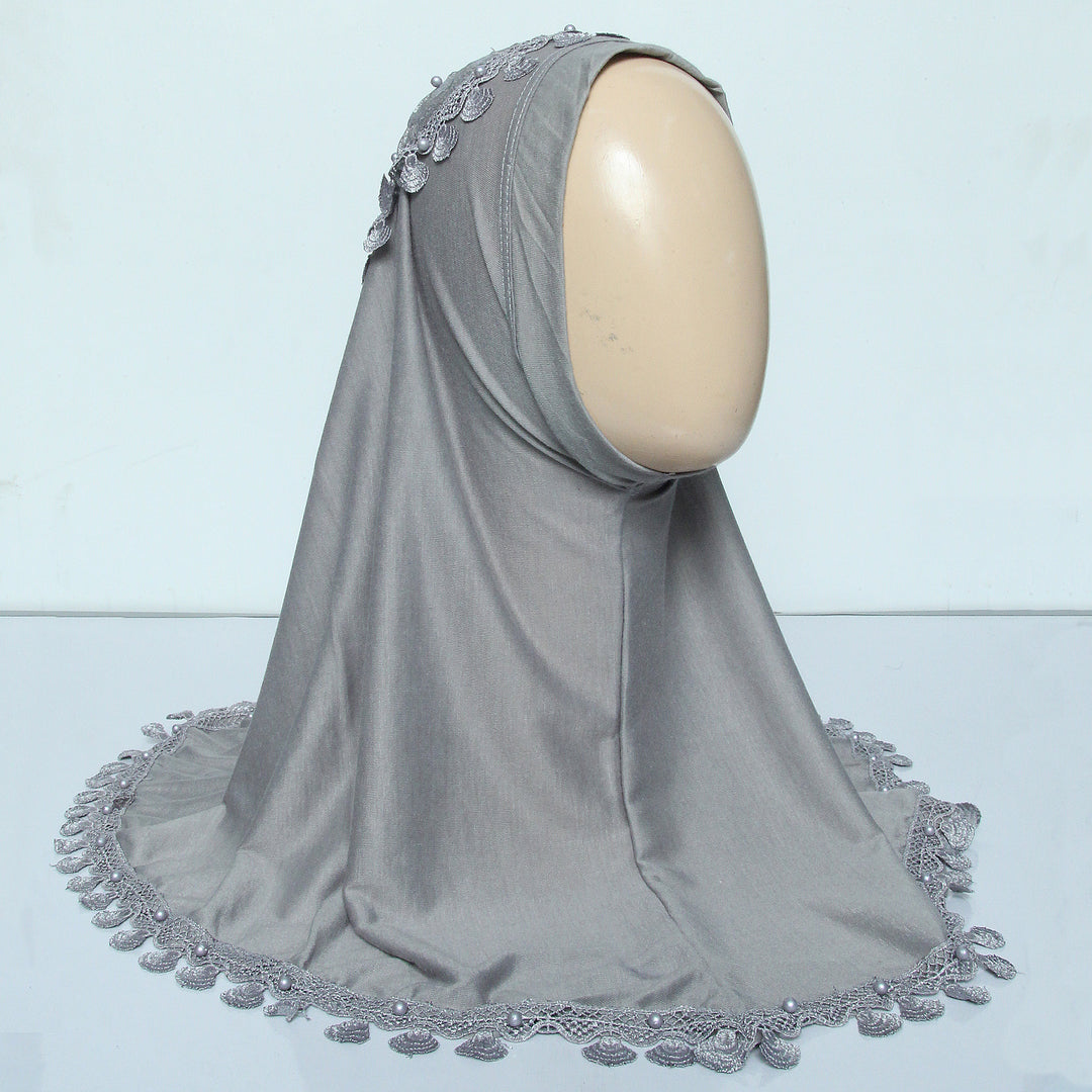Kids Makhna Lace Hijab - Grey