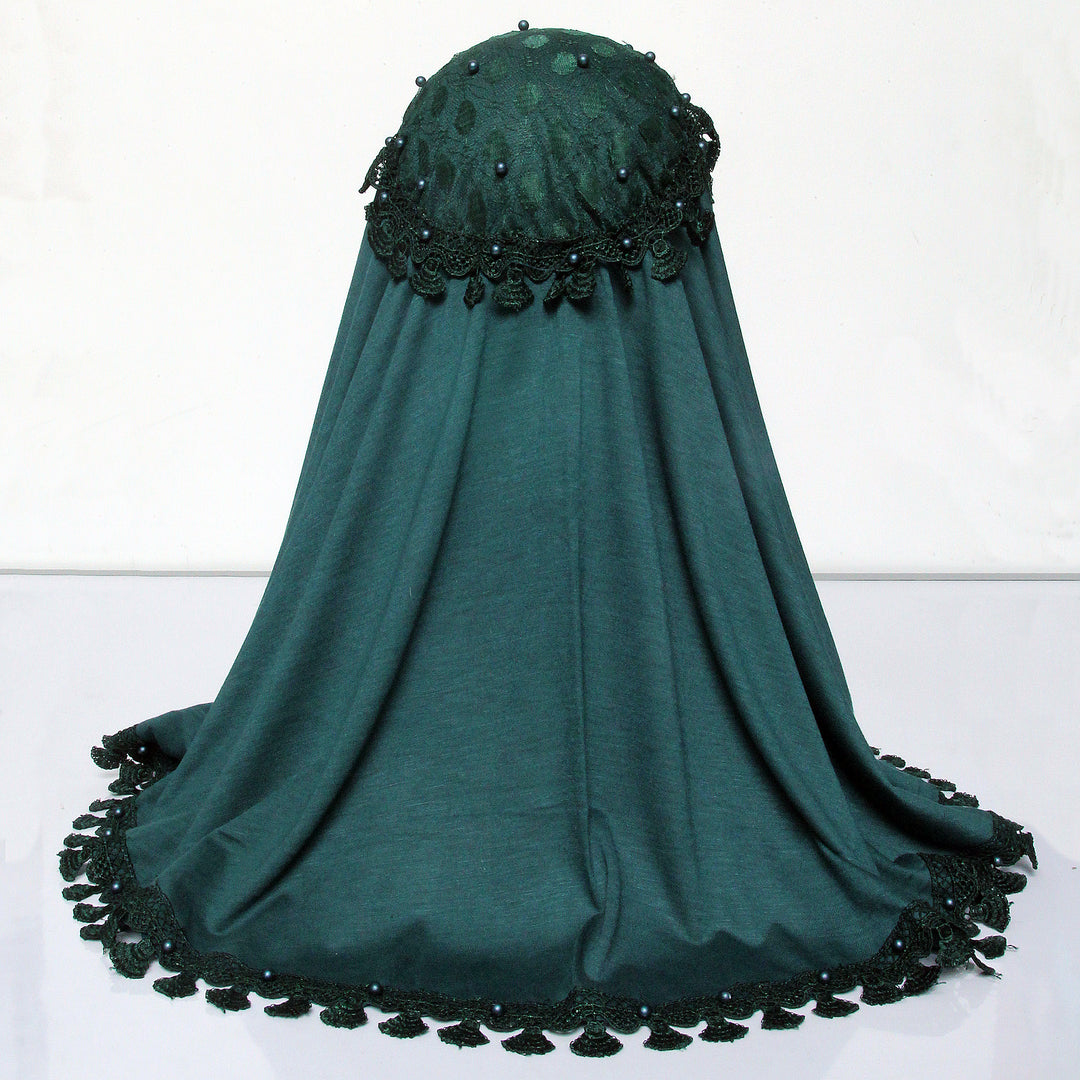 Kids Makhna Lace Hijab - Dark Green