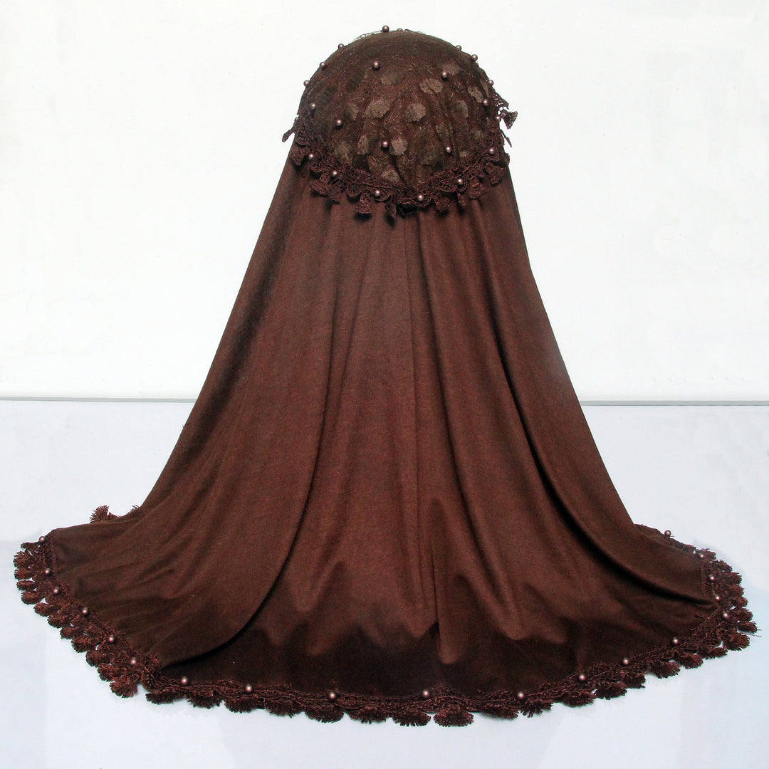 Kids Makhna Lace Hijab - Brown