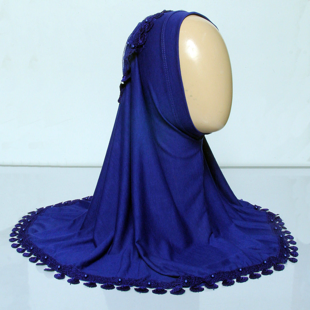 Kids Makhna Lace Hijab - Royal Blue
