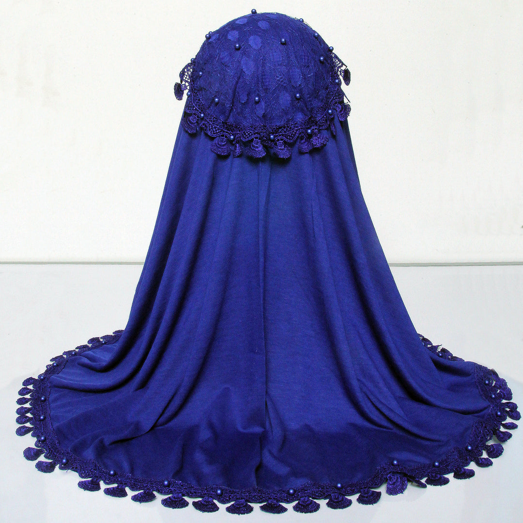 Kids Makhna Lace Hijab - Royal Blue