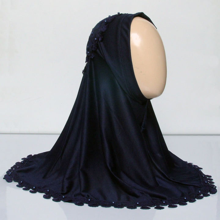 Kids Makhna Lace Hijab - Navy Blue