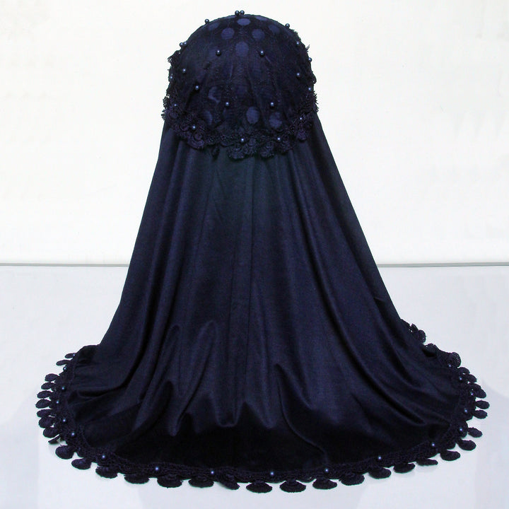 Kids Makhna Lace Hijab - Navy Blue