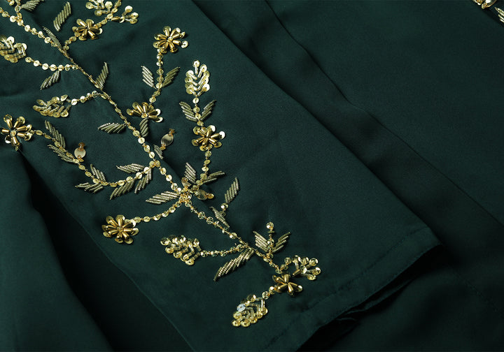 Bottle Green Handwork Kids Abaya