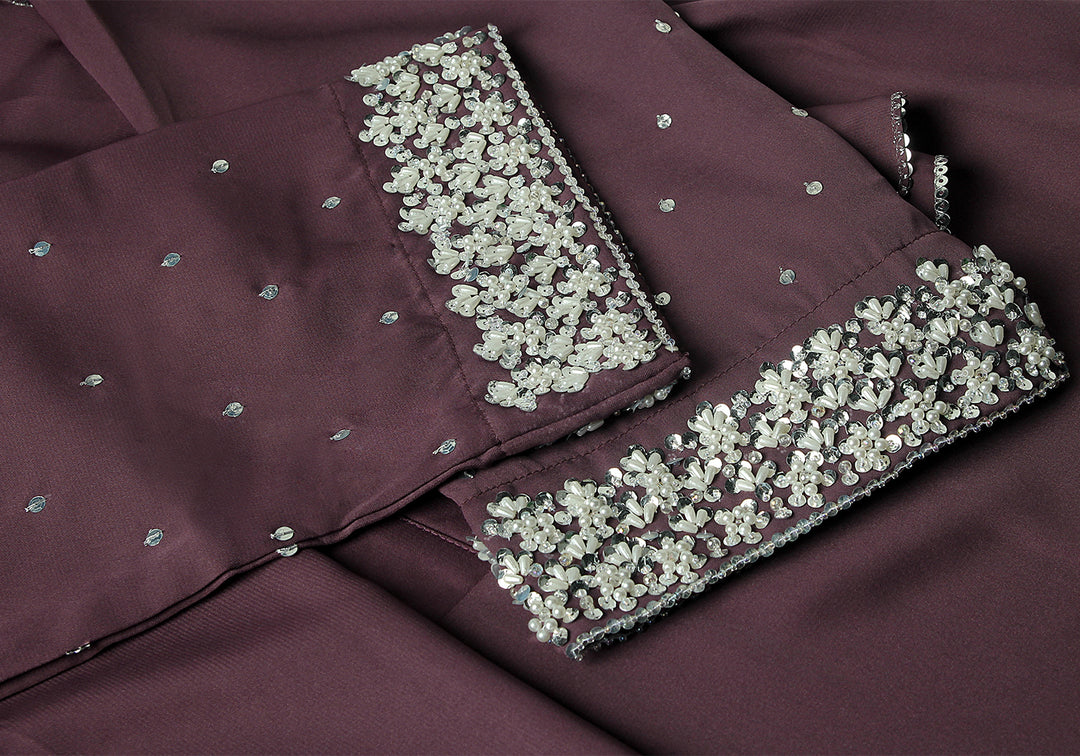 Mauve Handwork Abaya