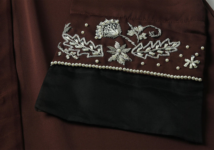 Chocolate Brown Handwork Kids Abaya