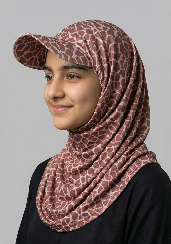 Turkish Hat Hijab - Cheeta Print - Brown
