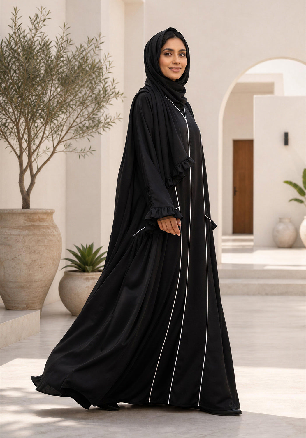 Black frill abaya