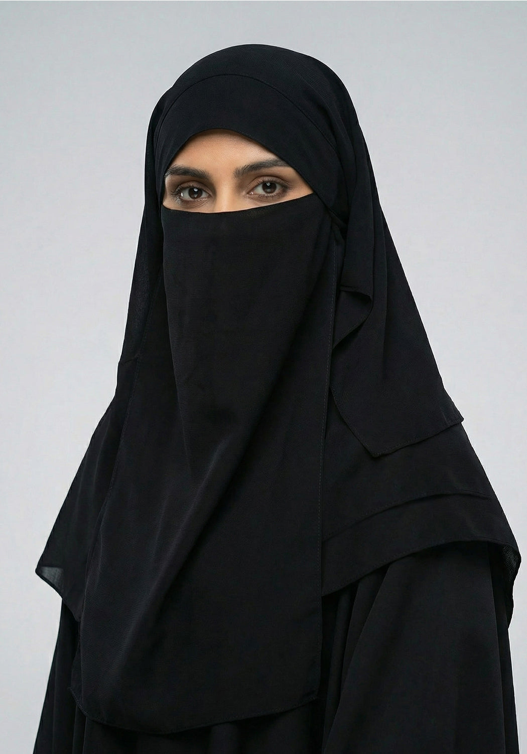 Three Layered Niqab Black