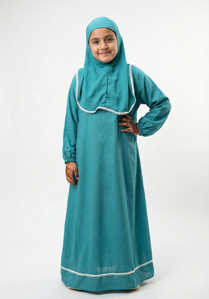 Aqua Green Hoodie Abaya