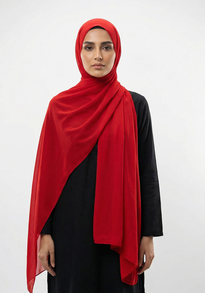 Scarlet Chiffon Hijabs - Red