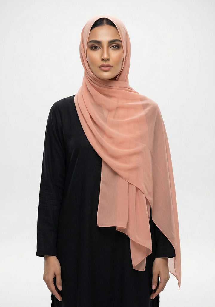 Shades Of Orange Chiffon Hijabs - Light Peach