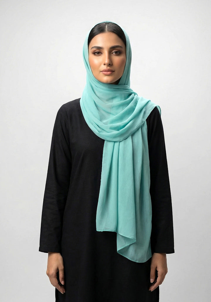 Plain Classic Georgette Hijab - Aqua