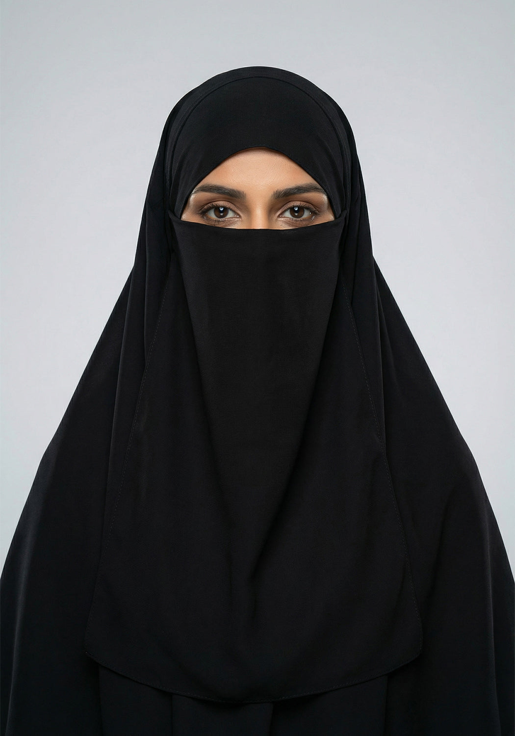 Three Layered Niqab Black