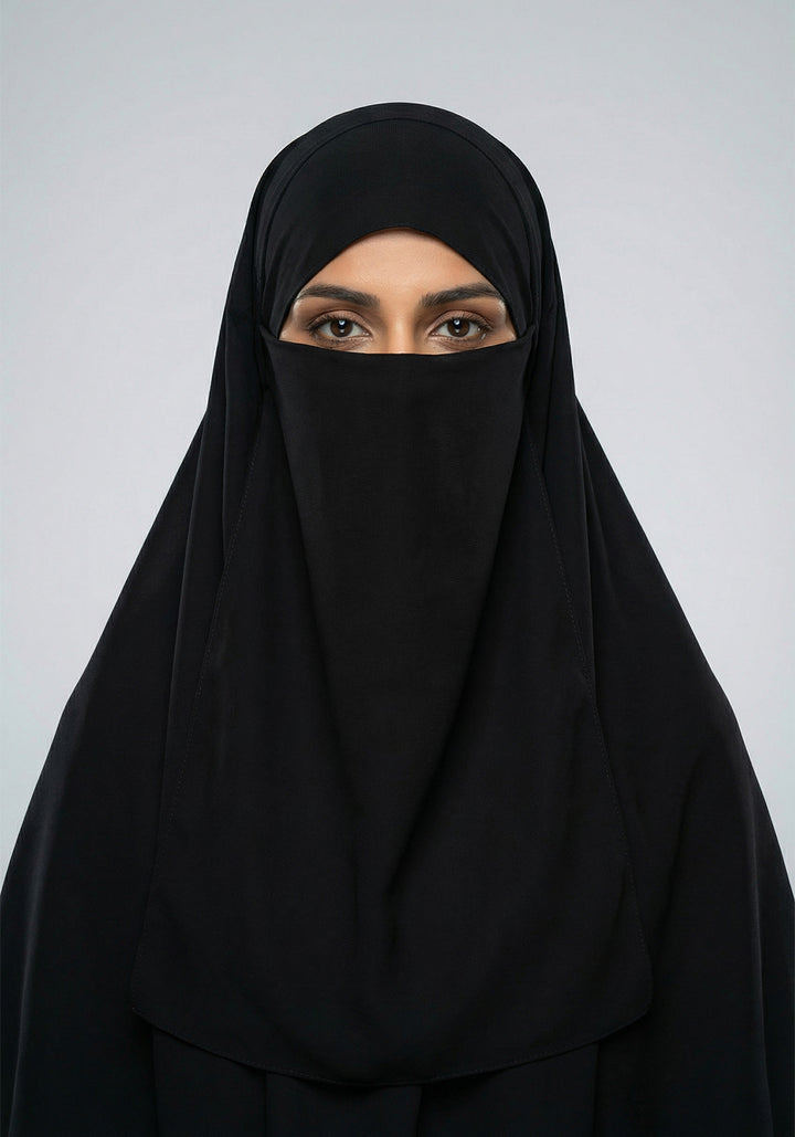 Three Layered Niqab Black