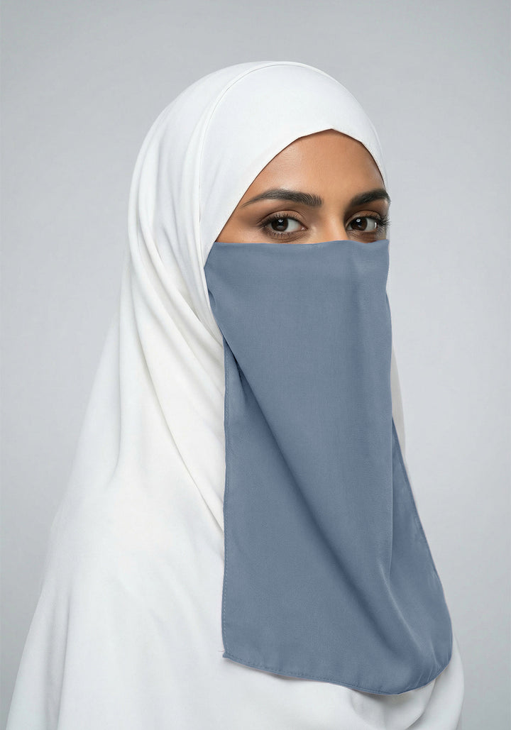 Chiffon Elastic Niqab - Grey