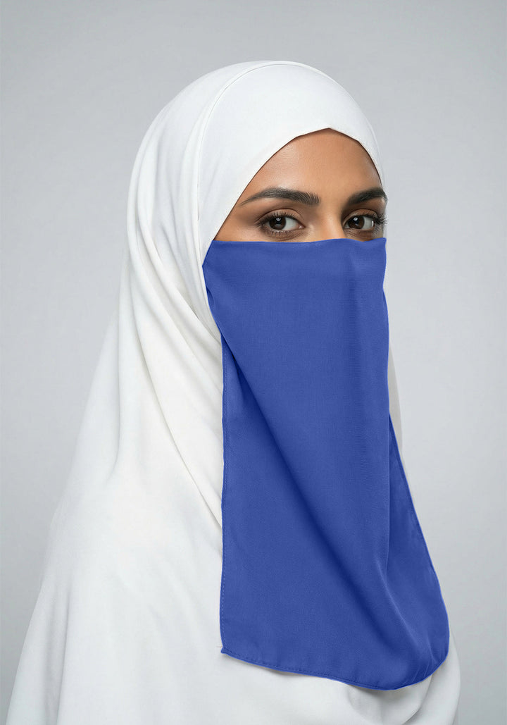 Chiffon Elastic Niqab - Blue