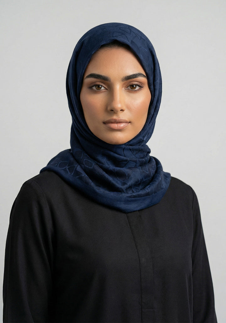 Ubah Printed Hijab - Navy Blue