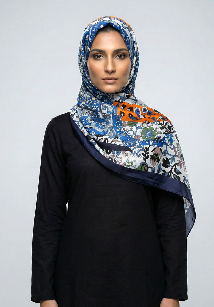 Silk Branded-Navy Blue-Orange