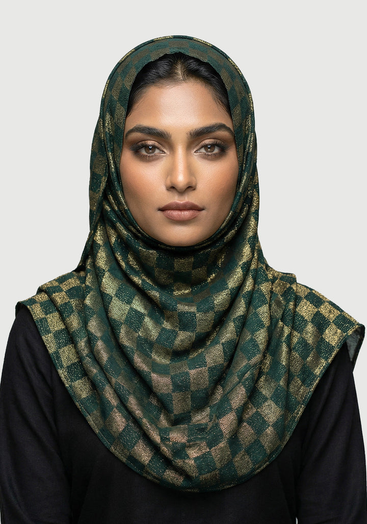 Chiffon Check Foil-Green