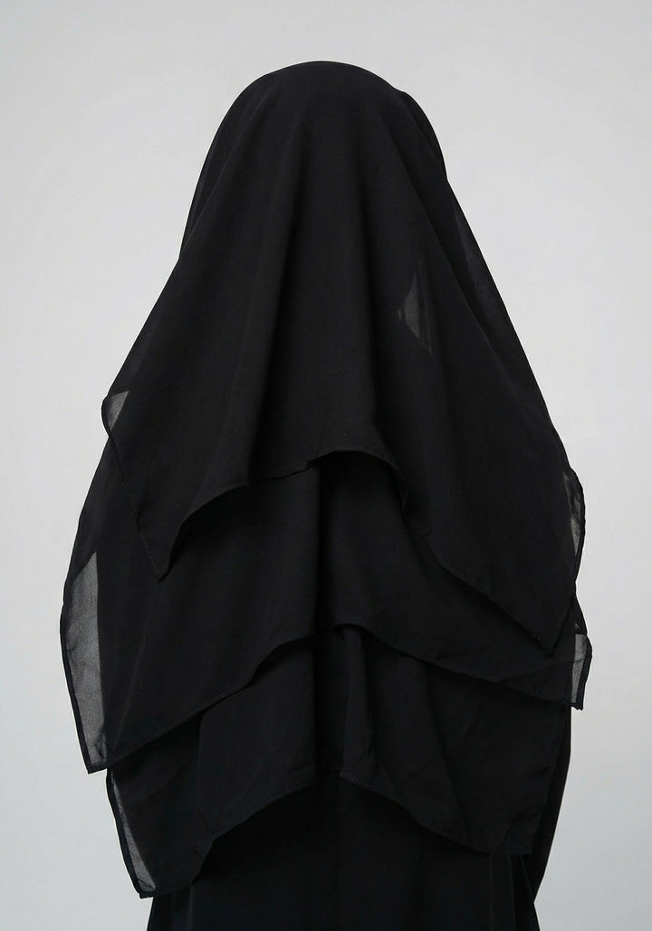 Three Layered Niqab Black