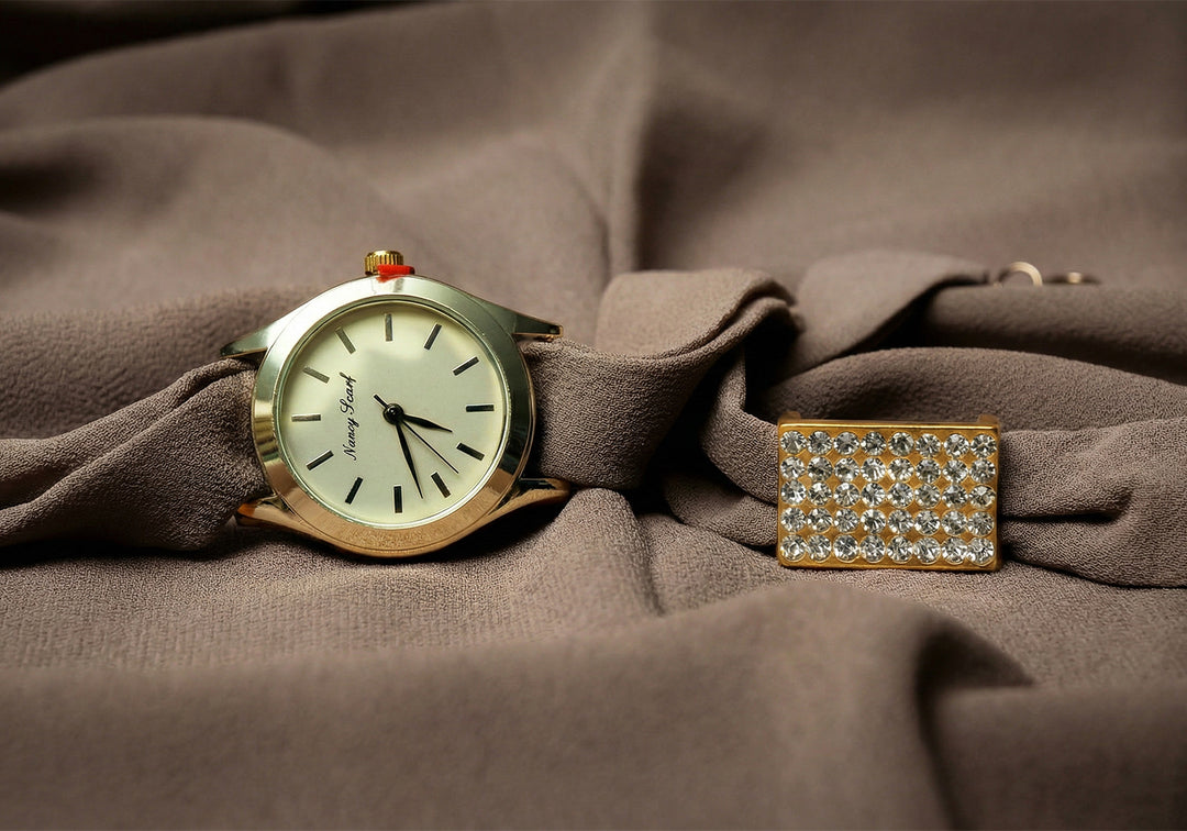 Matching Hijab, Watch & Bracelet Set - Coffee