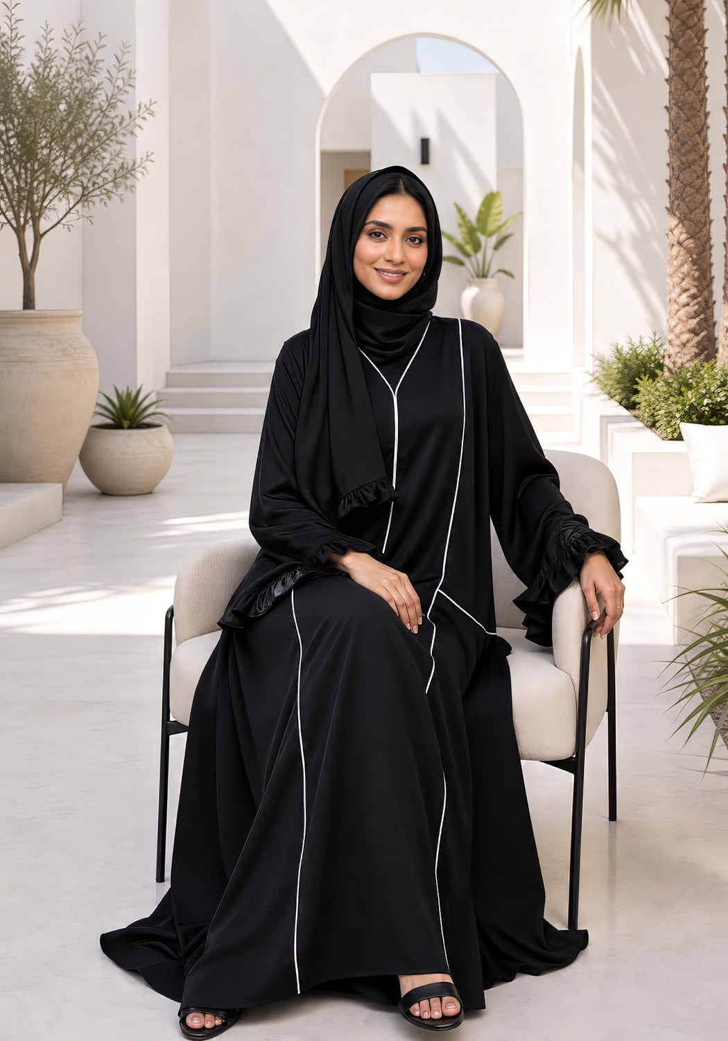 Black frill abaya