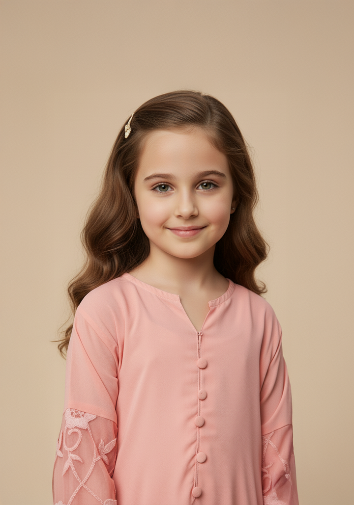 Floral Pink Kids Abaya