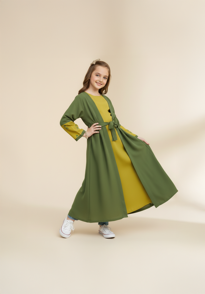 Golden Olive Kids Abaya