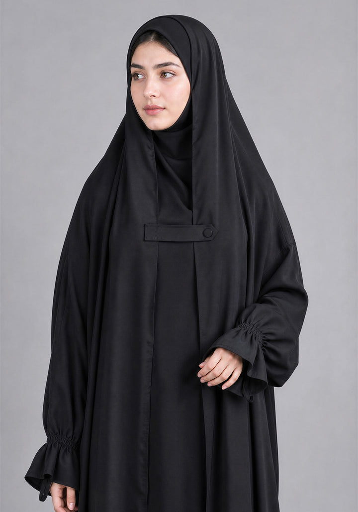 Layered Saudi Jilbab - Black