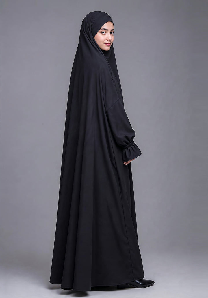 Layered Saudi Jilbab - Black