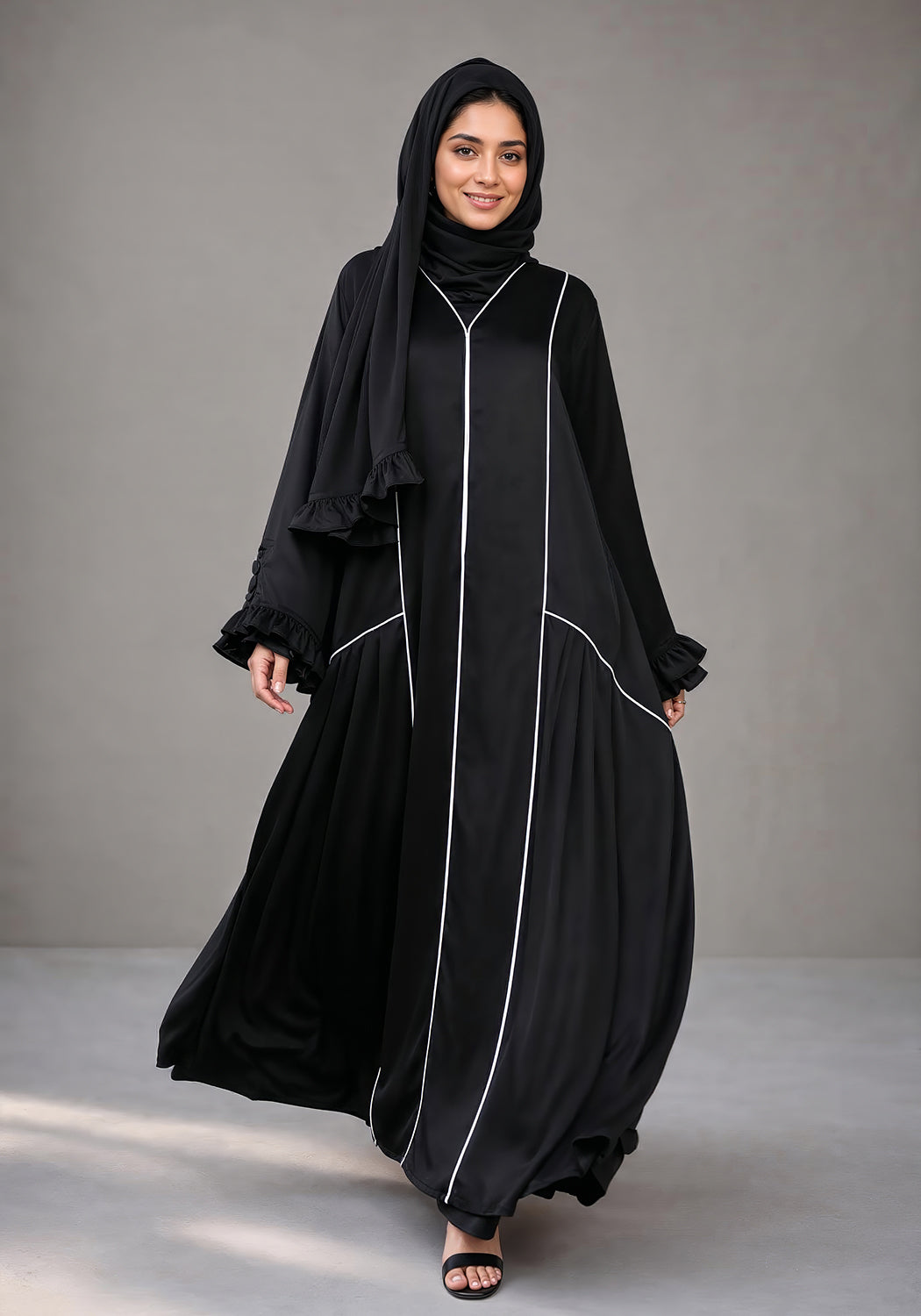 Black frill abaya