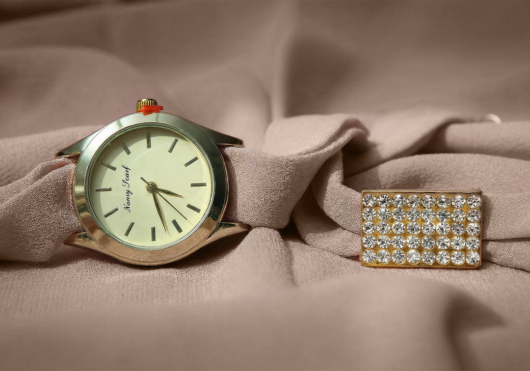 Matching Hijab, Watch & Bracelet Set -Beige