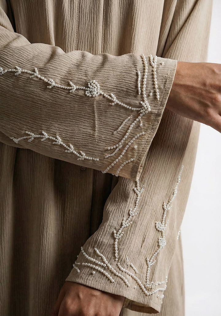Pearls Dabka Abaya | Serene Threads