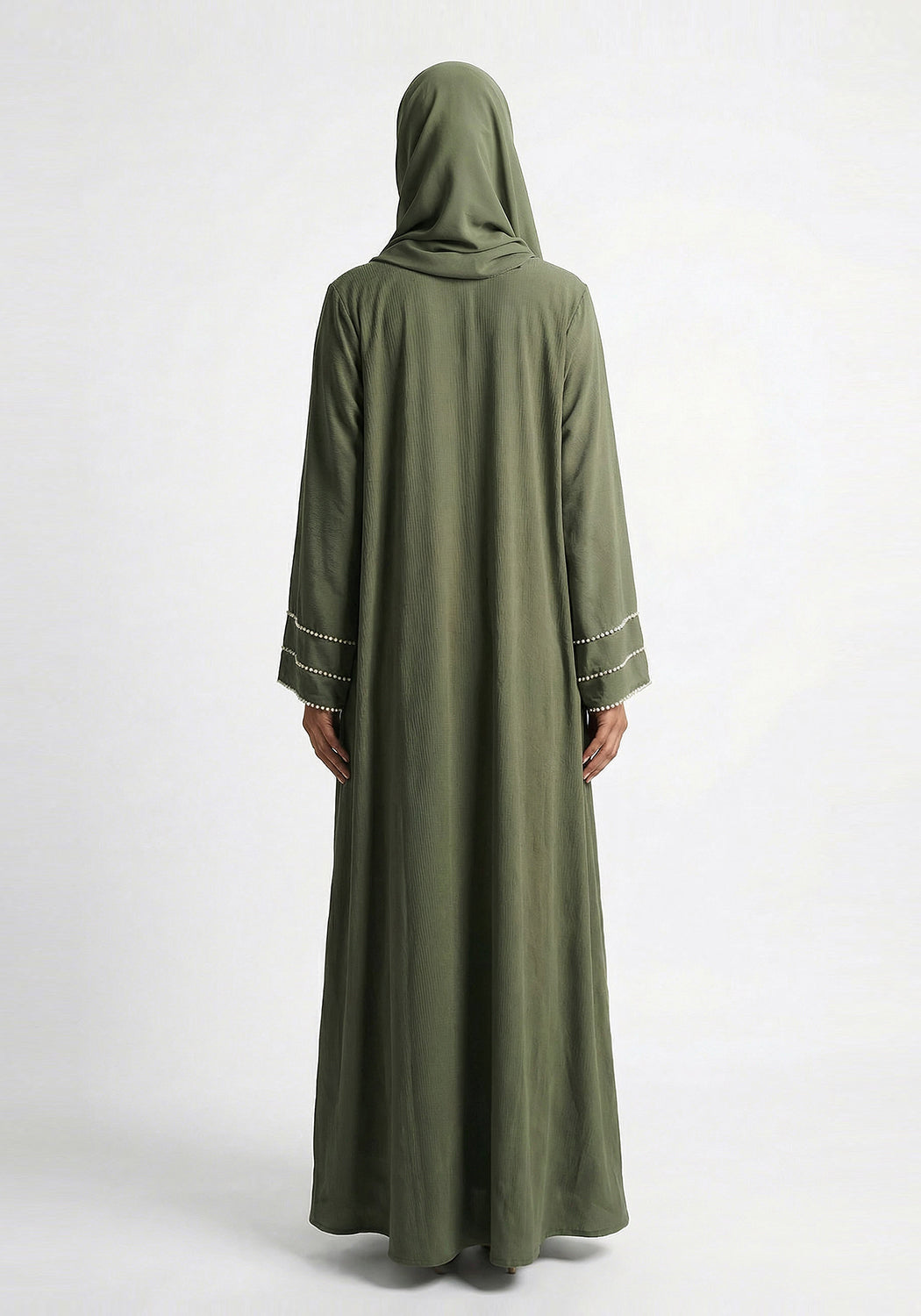 Olive Pearl Sleeve Abaya - Signature