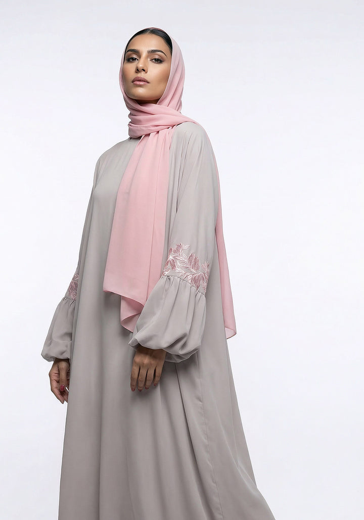 Silver Petal Abaya