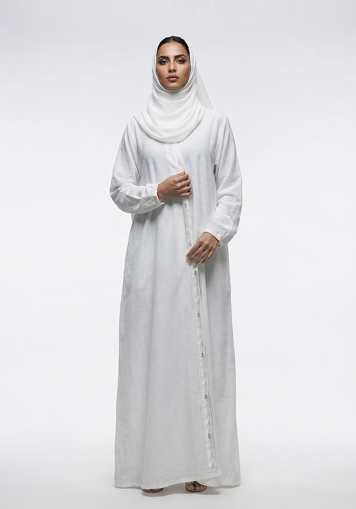 White Grace Button-Down Abaya - Signature